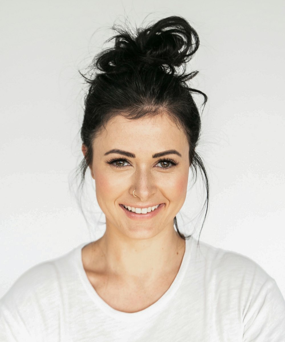 Smiling woman with dark hair
